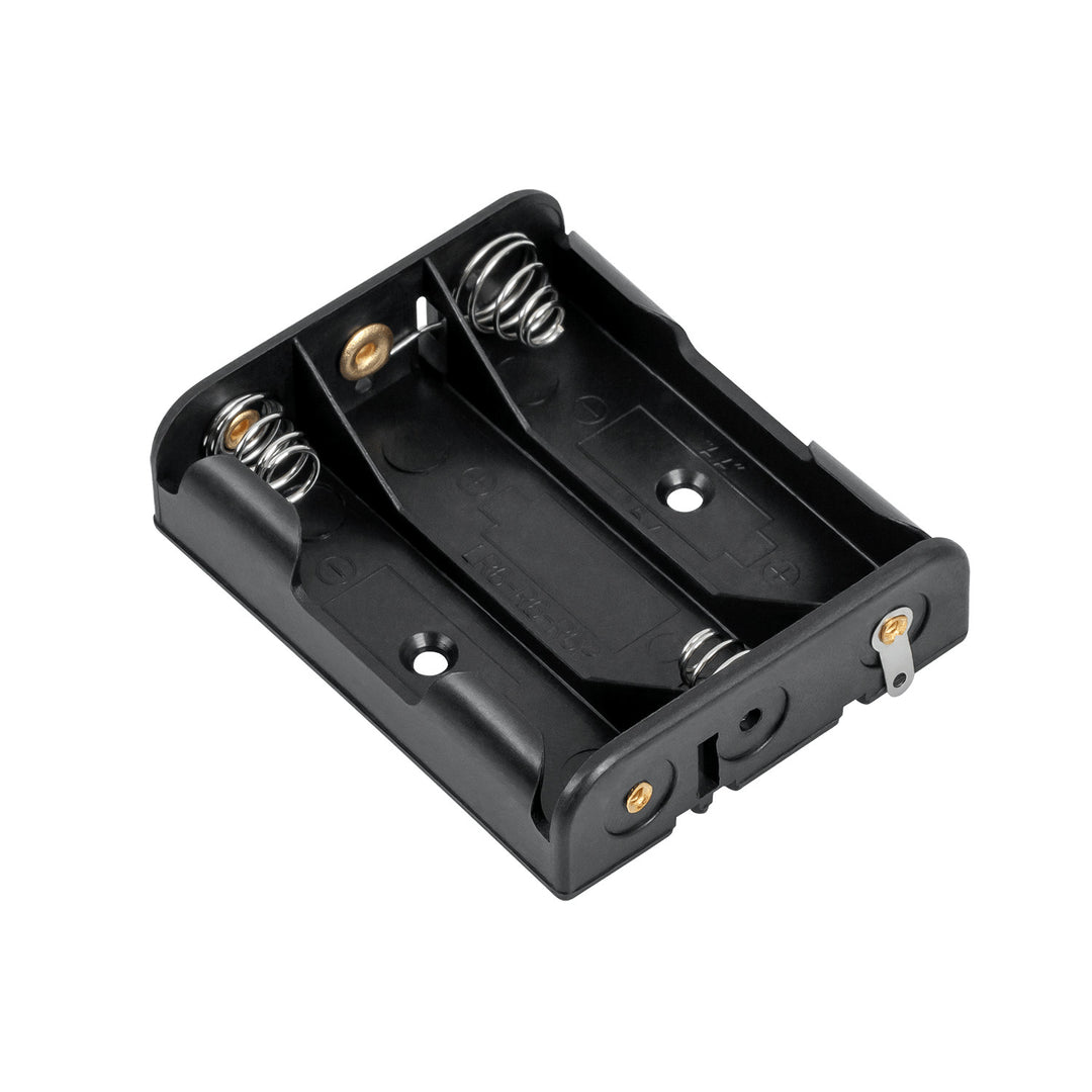 Cestino per batterie 3xAA quadrato in plastica nera GNI0052