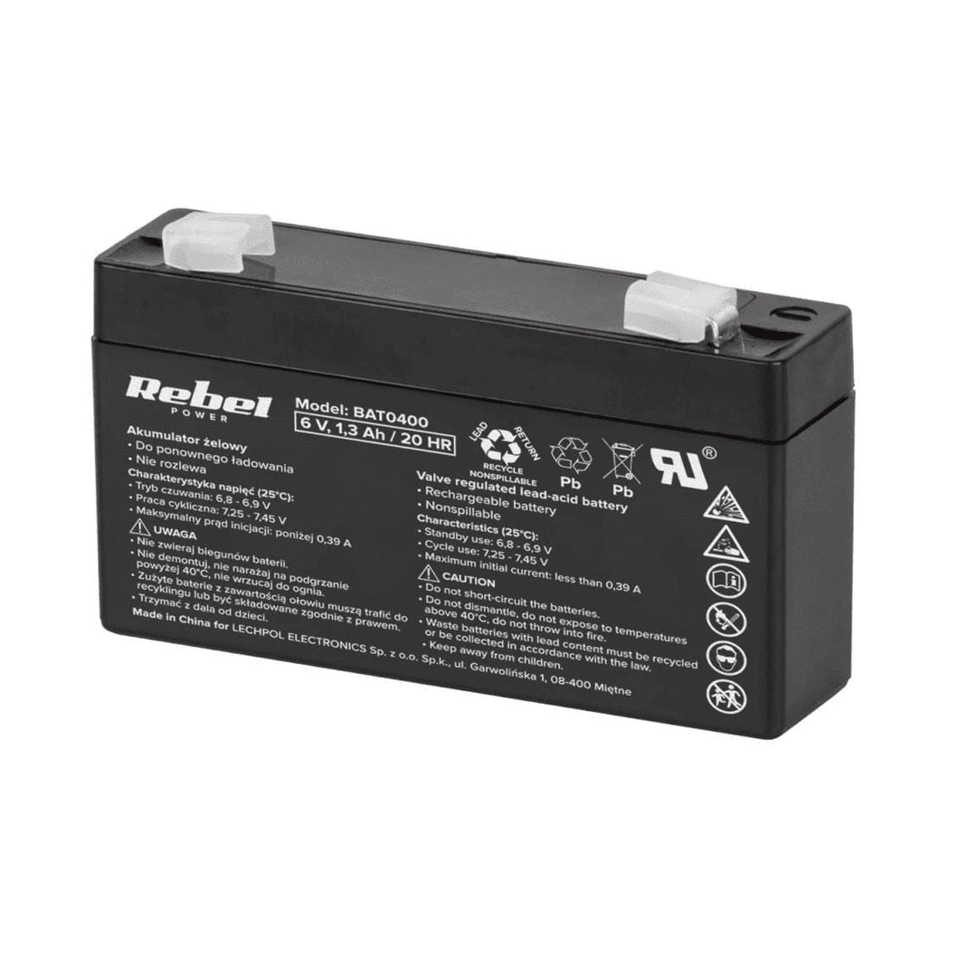 Batteria al gel Rebel, senza manutenzione, a prova di perdite, 6V, 1,3Ah, BAT0400