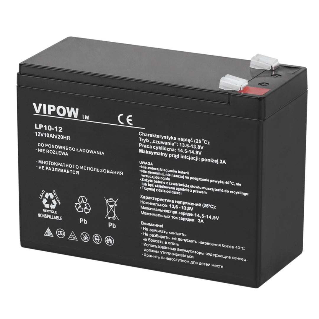 Batteria al gel Vipow senza manutenzione 12V 10Ah, a lunga durata