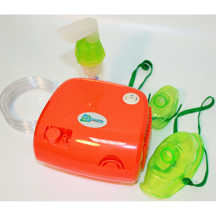 Inalatore Omnibus arancione, funzionamento continuo, 2 maschere, filtri di ricambio, BR-CN116B