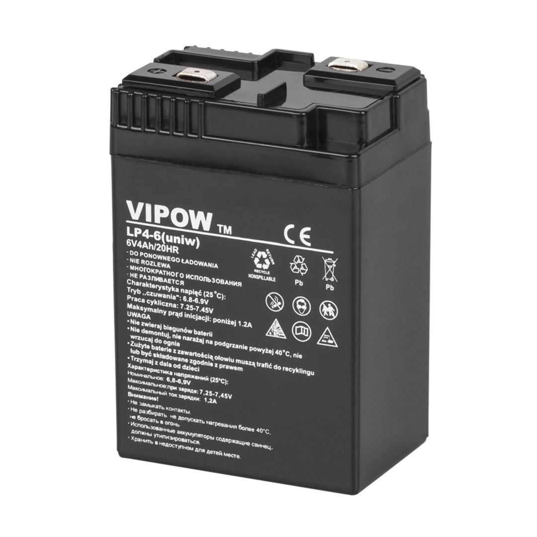 Batteria al gel Vipow, senza manutenzione, a lunga durata, 6V 4Ah, BAT0204