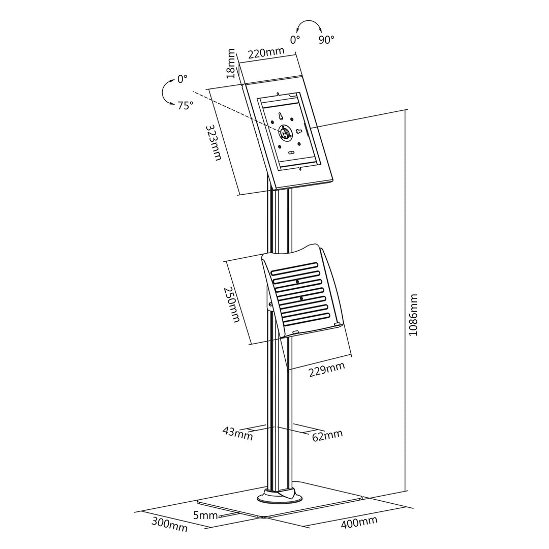 iPad2.3.4 IPAD air Lavolta-Supporto da Pavimento per Installare Tablet Stativo Stand Maclean MC-724