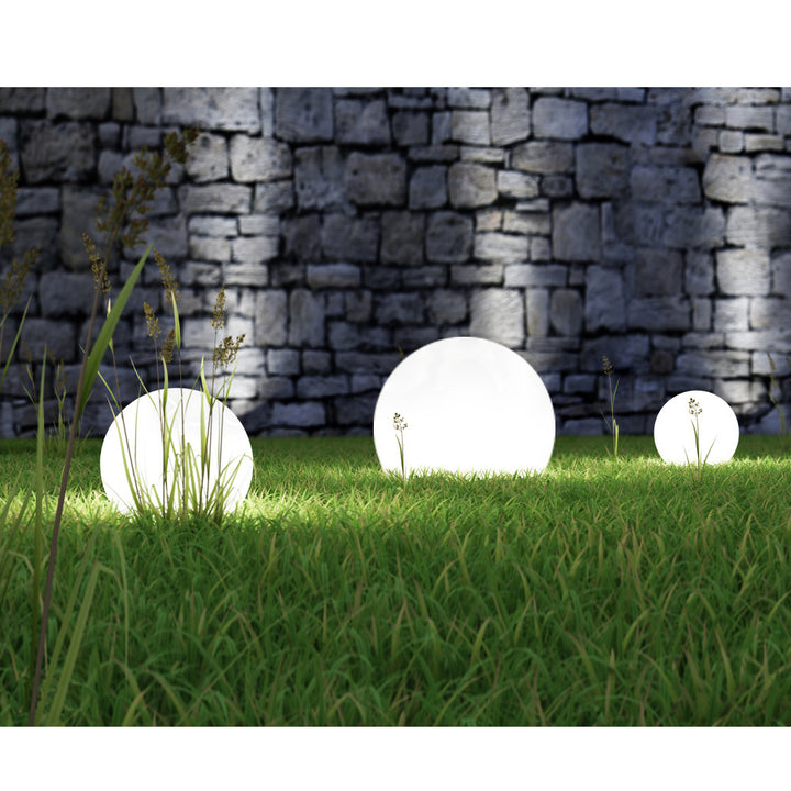 Lampada da giardino a LED solare Grande sfera da appoggio GB166 25x25x58cm, bianca