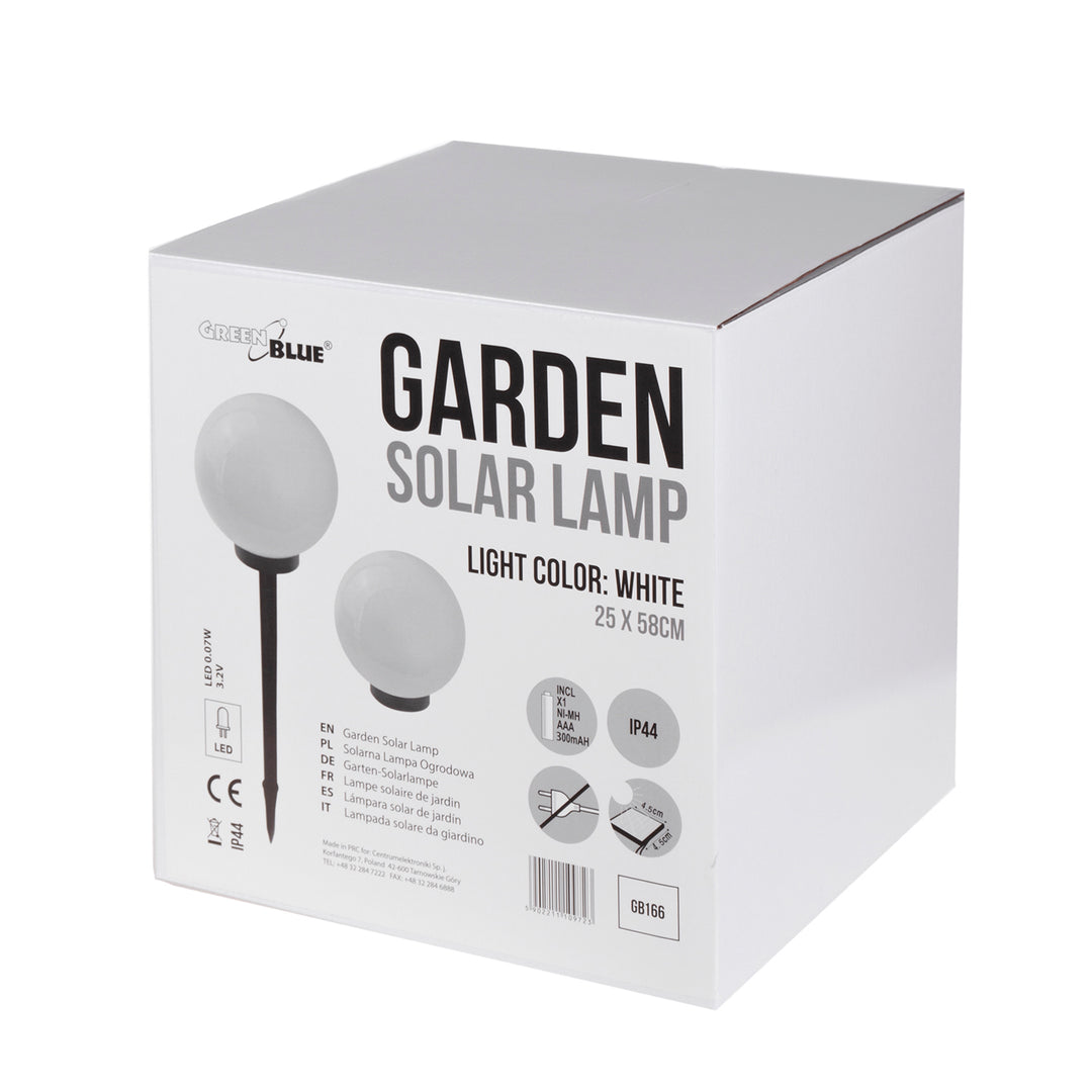 Lampada da giardino a LED solare Grande sfera da appoggio GB166 25x25x58cm, bianca