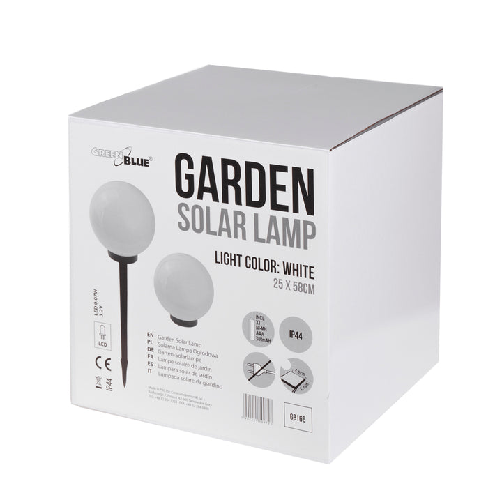 Lampada da giardino a LED solare Grande sfera da appoggio GB166 25x25x58cm, bianca