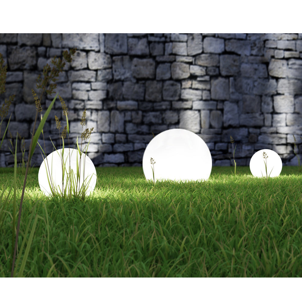 Lampada da giardino solare da appoggio GB168 sfera 30x30x63 cm, LED bianco