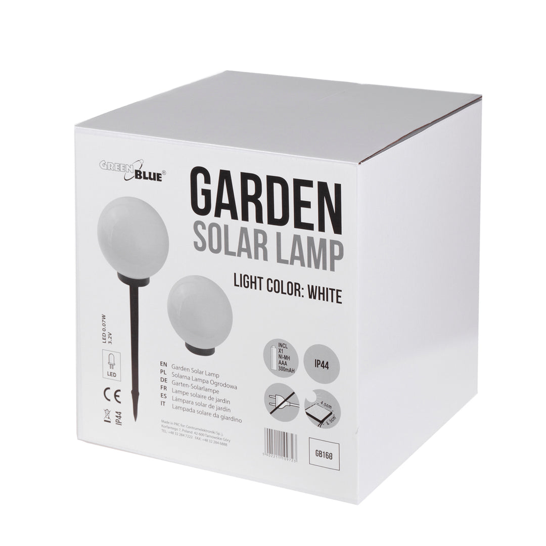 Lampada da giardino solare da appoggio GB168 sfera 30x30x63 cm, LED bianco