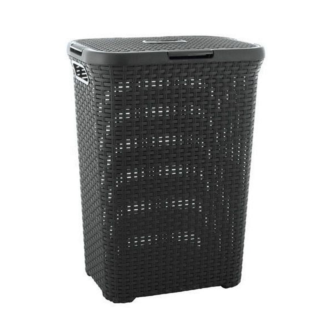 Cesto per biancheria Curver, design traforato, 40L, grigio scuro, Natural Style