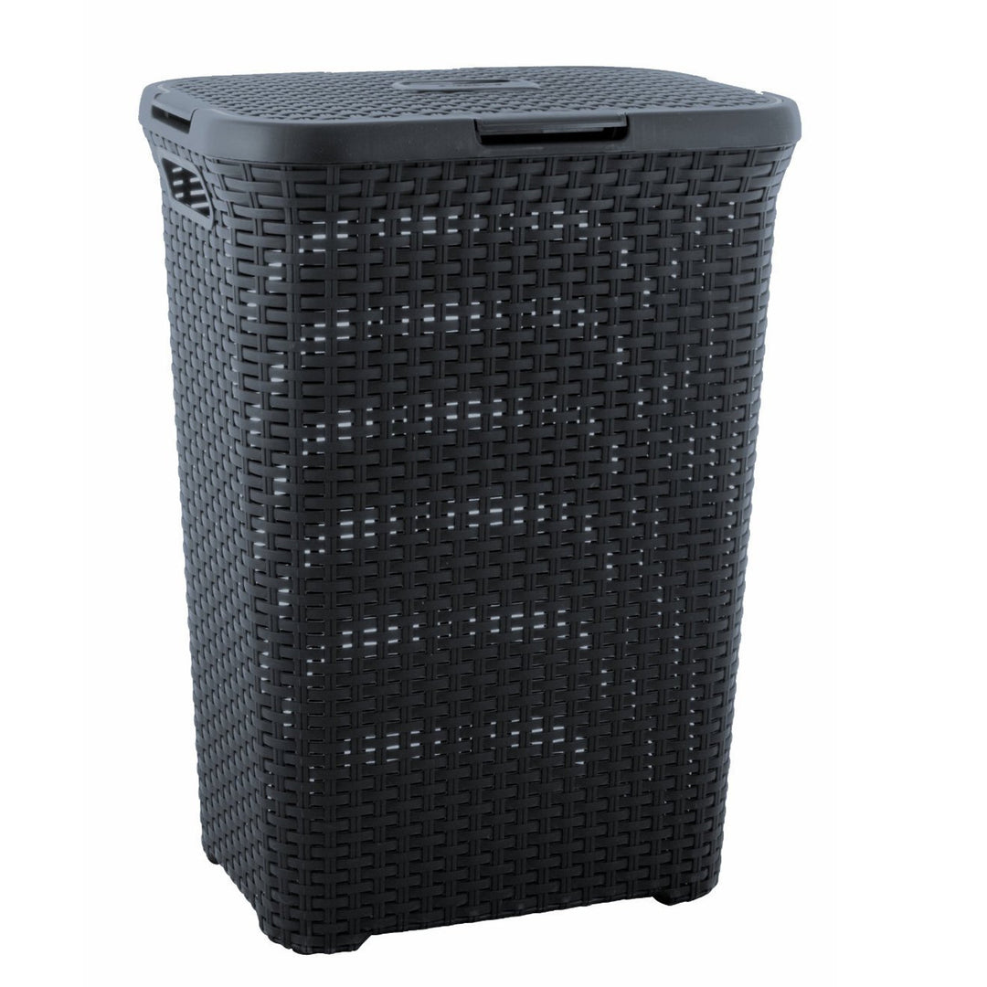 Cesto per la biancheria Curver, design traforato, 60L, grigio scuro, Natural Style
