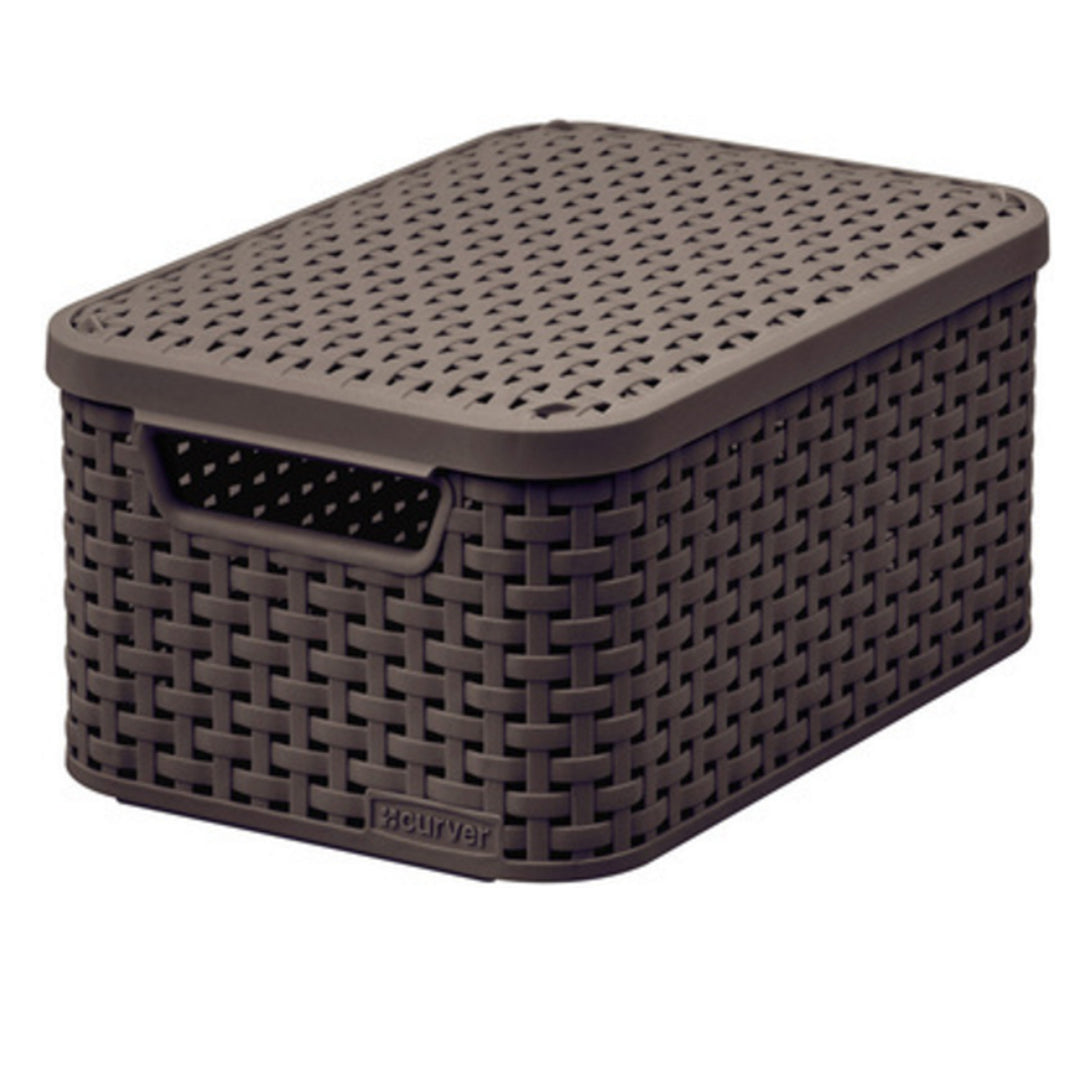 Cestino con coperchio Curver Rattan Style M marrone scuro