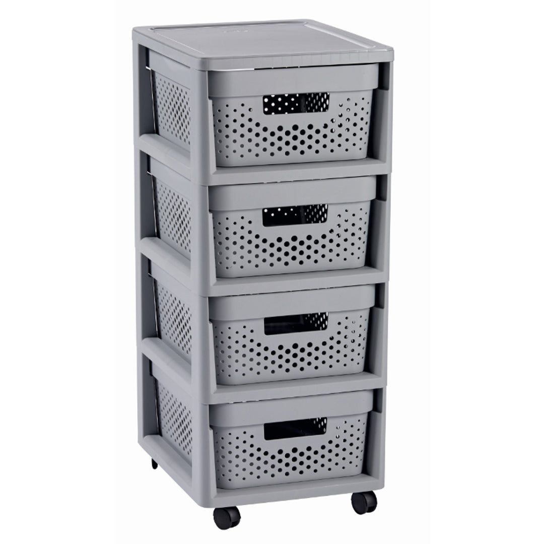 Libreria 4x20 Infinity di Curver grigia, cassetti a 4 volumi