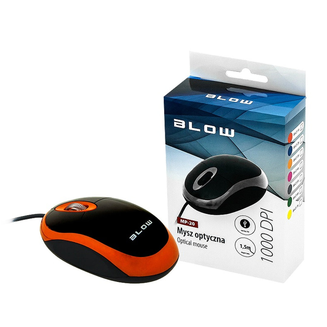 Mouse ottico Blow, USB, 1000 DPI, arancione, MP-20