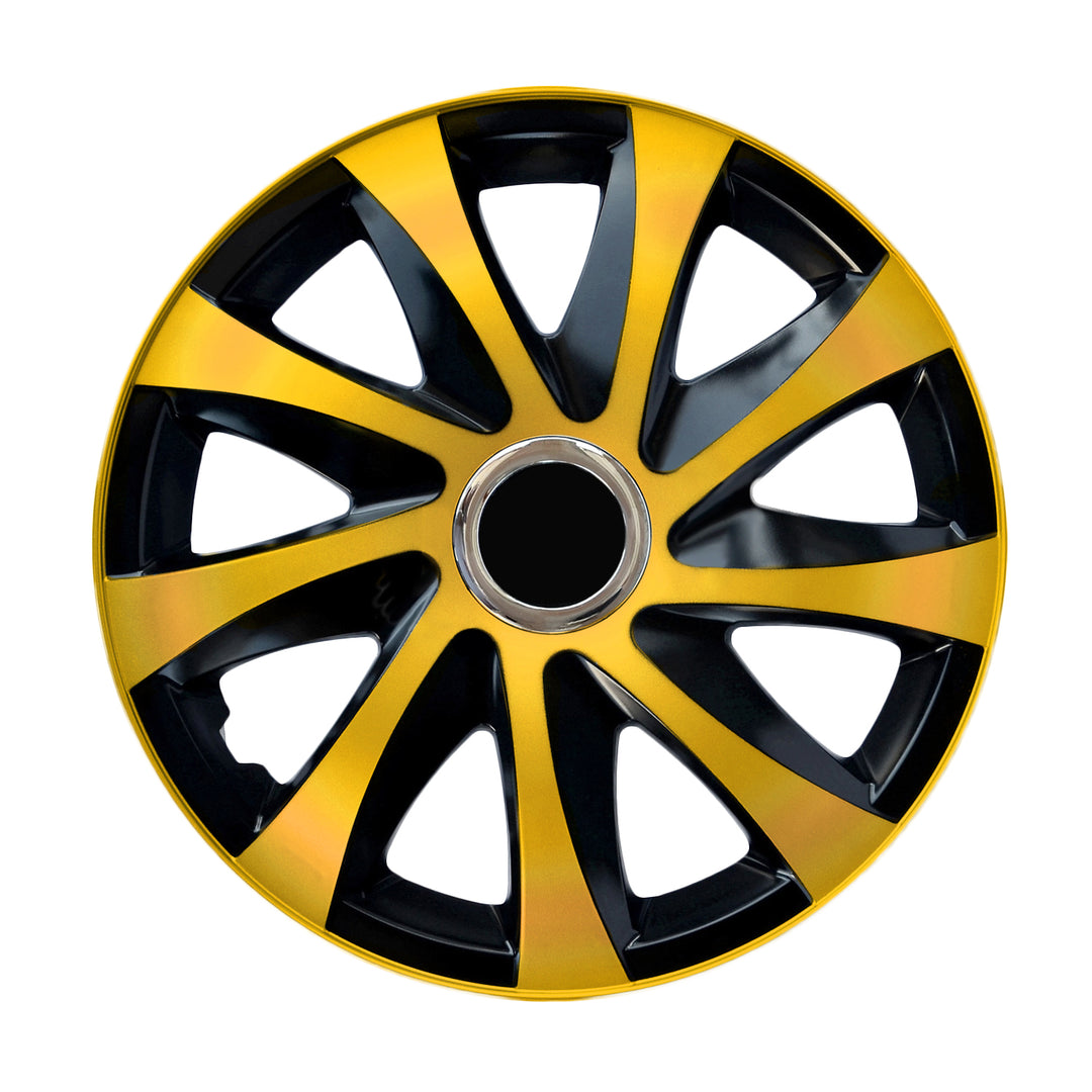 Coprimozzi universali 16" DRIFT Extra oro/nero 4 pezzi