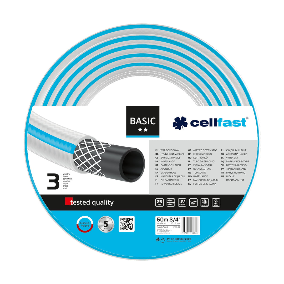 Tubo da giardino durevole a 3 strati Cellfast Basic 3/4" 50m