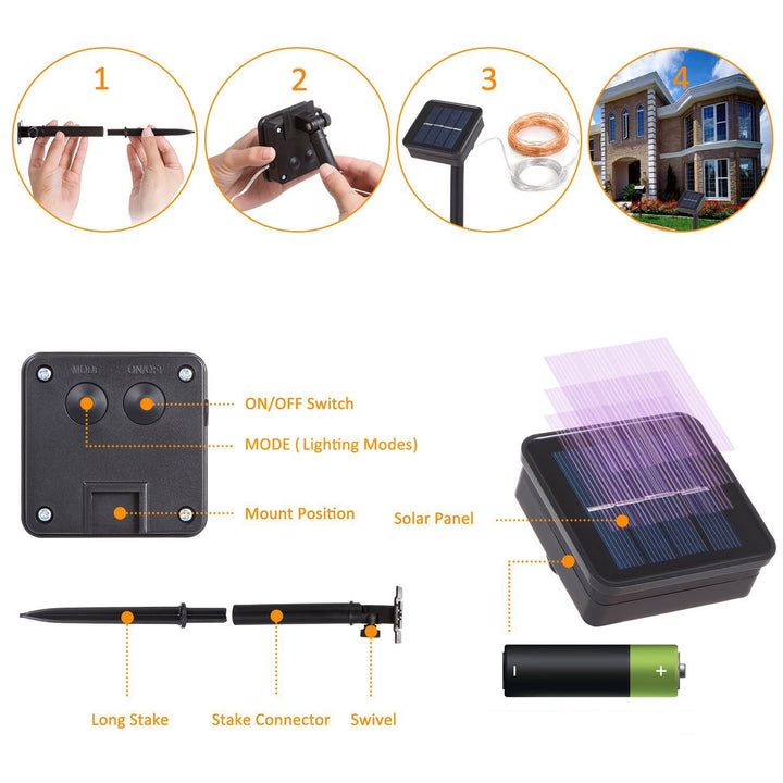 Lampada da giardino solare decorativa 100 LED 10m 600mAh GreenBlue GB164