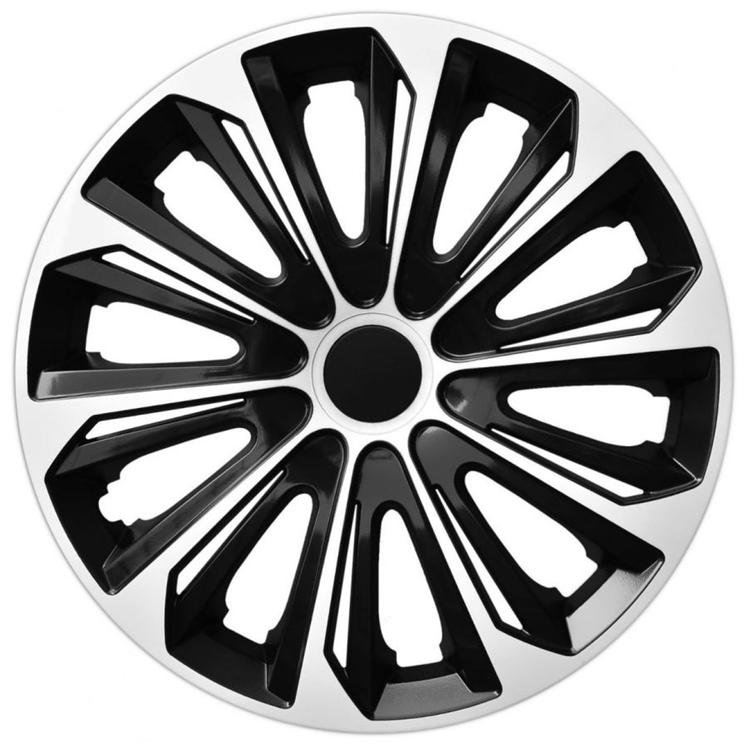 15" NRM Extra STRONG bianco/nero coprimozzo universale 4 pezzi