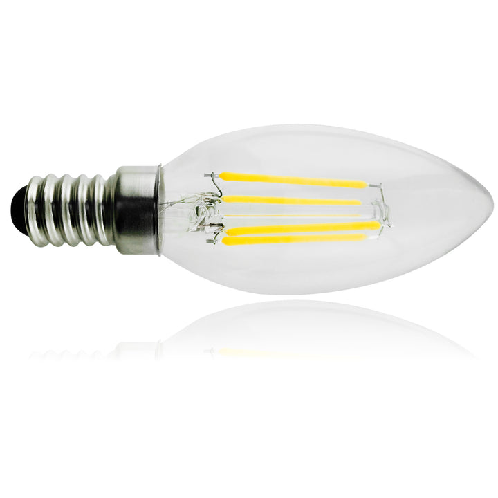 Lampadina LED a filamento E14, 4W 230V Maclean Energy MCE285 WW bianco caldo 3000K 400lm candela decorativa retrò edison C37