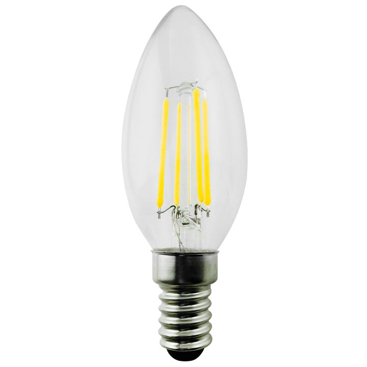 Lampadina LED a filamento E14, 4W 230V Maclean Energy MCE285 WW bianco caldo 3000K 400lm candela decorativa retrò edison C37
