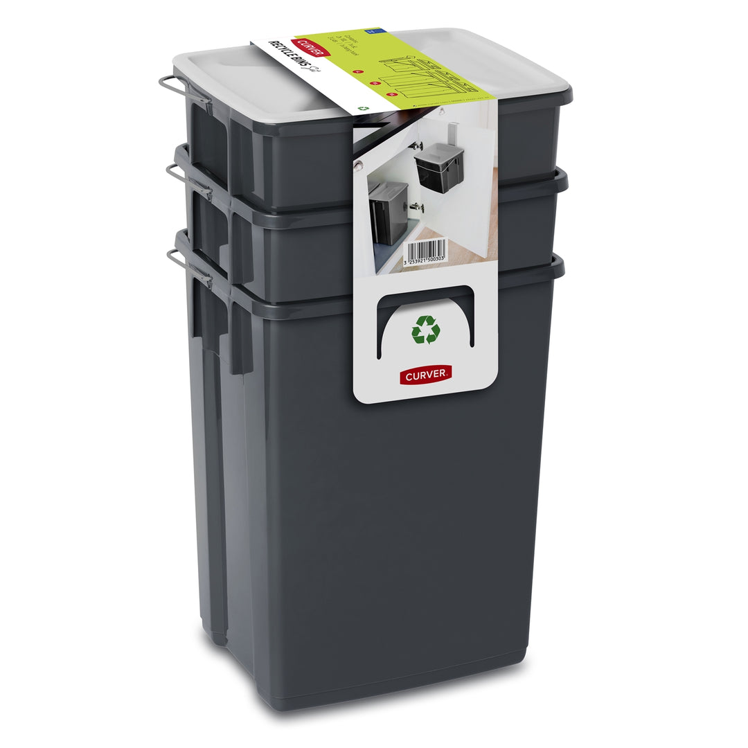 Set di contenitori per la raccolta differenziata 2x10L + 6L Curver Recycle Bins SET