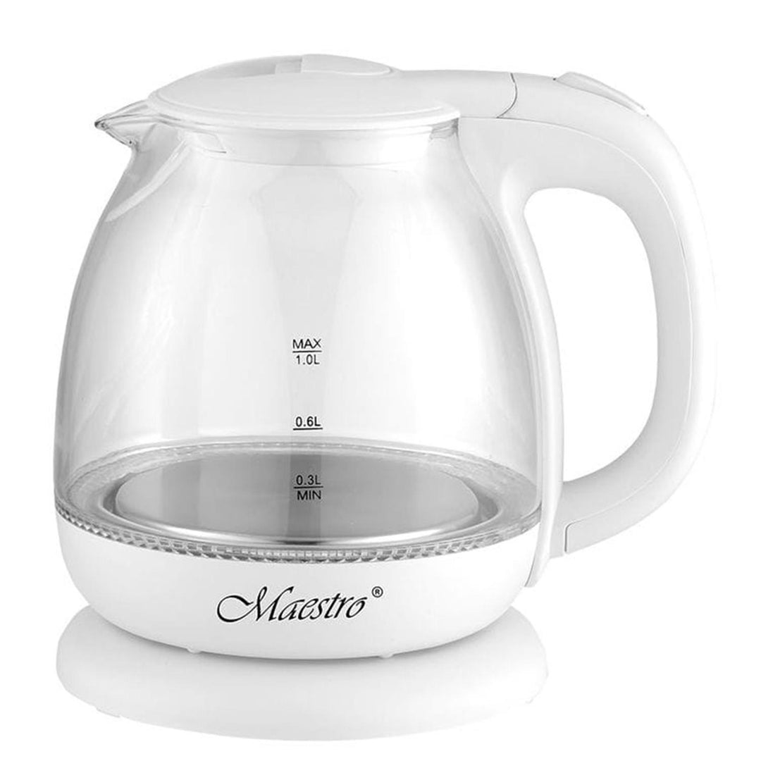 Bollitore elettrico 1L Maestro MR055 in vetro illuminato - bianco