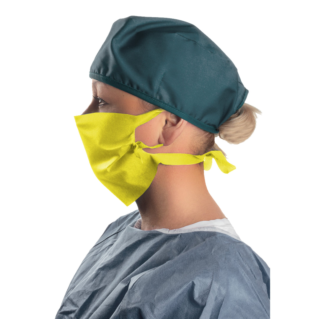 Maschera viso usa e getta legata colore giallo 25 pezzi