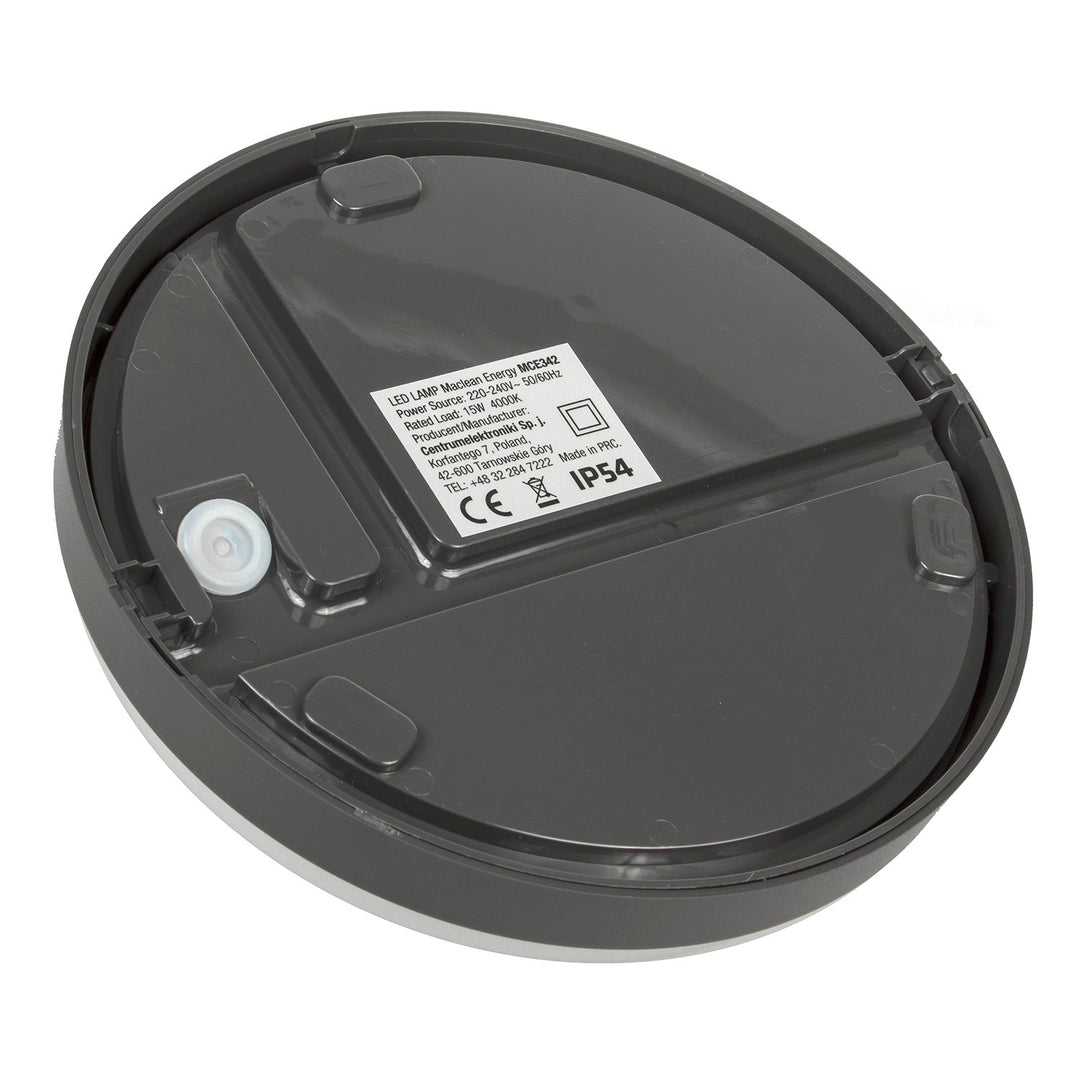 Lampada da parete e soffitto LED MCE342 GR 1100lm 15W IP54 Maclean Energy grigio, bianco naturale (4000K)