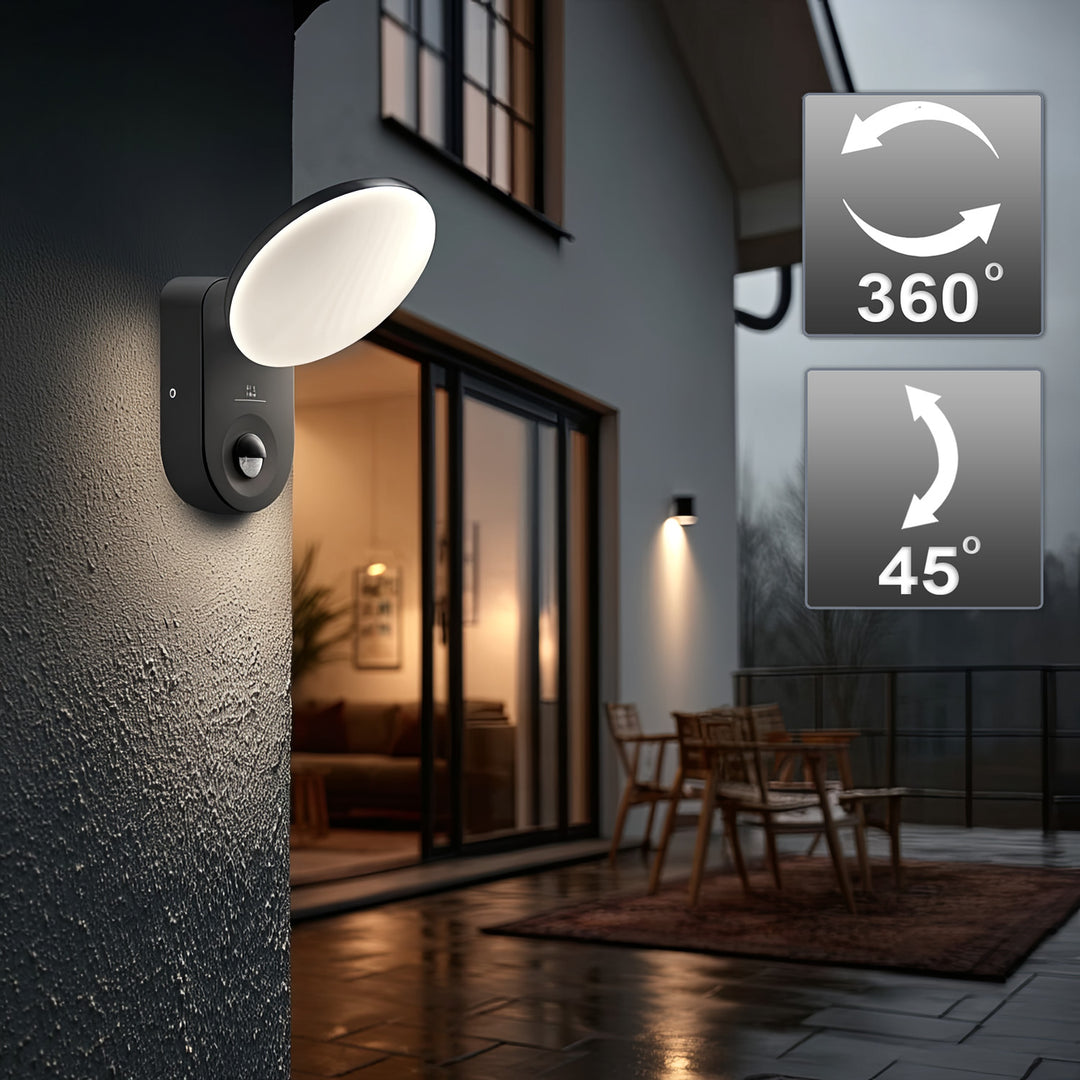 Lampada da parete a LED con sensore di movimento PIR Sensore crepuscolare Lampada da parete per esterno Lampada da parete Illuminazione per interni / esterni IP65 4000K bianco neutro (15W (1100lm))