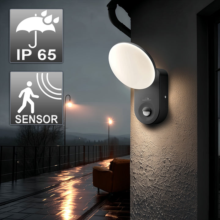 Lampada da parete a LED con sensore di movimento PIR Sensore crepuscolare Lampada da parete per esterno Lampada da parete Illuminazione per interni / esterni IP65 4000K bianco neutro (15W (1100lm))