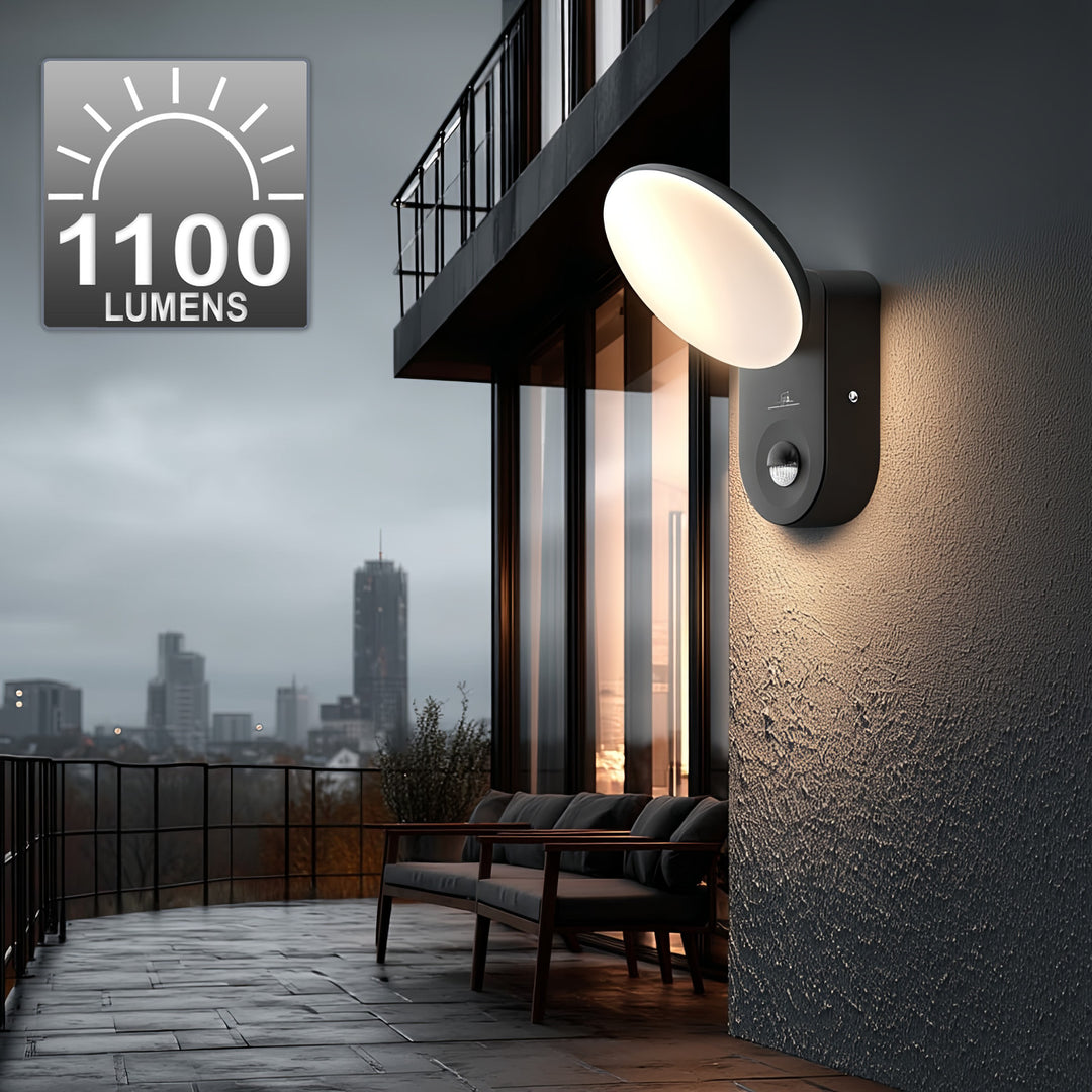 Lampada da parete a LED con sensore di movimento PIR Sensore crepuscolare Lampada da parete per esterno Lampada da parete Illuminazione per interni / esterni IP65 4000K bianco neutro (15W (1100lm))