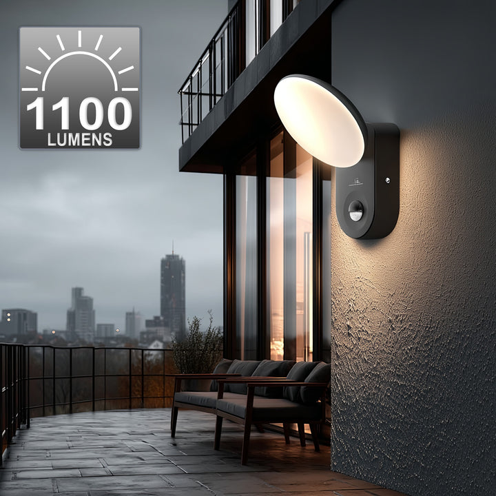 Lampada da parete a LED con sensore di movimento PIR Sensore crepuscolare Lampada da parete per esterno Lampada da parete Illuminazione per interni / esterni IP65 4000K bianco neutro (15W (1100lm))