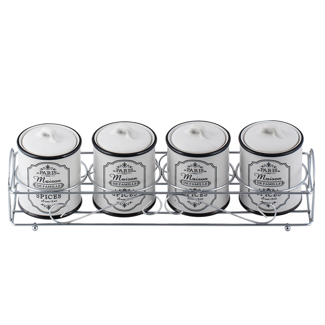 Maestro Paris Set 4 contenitori per spezie in ceramica e supporto