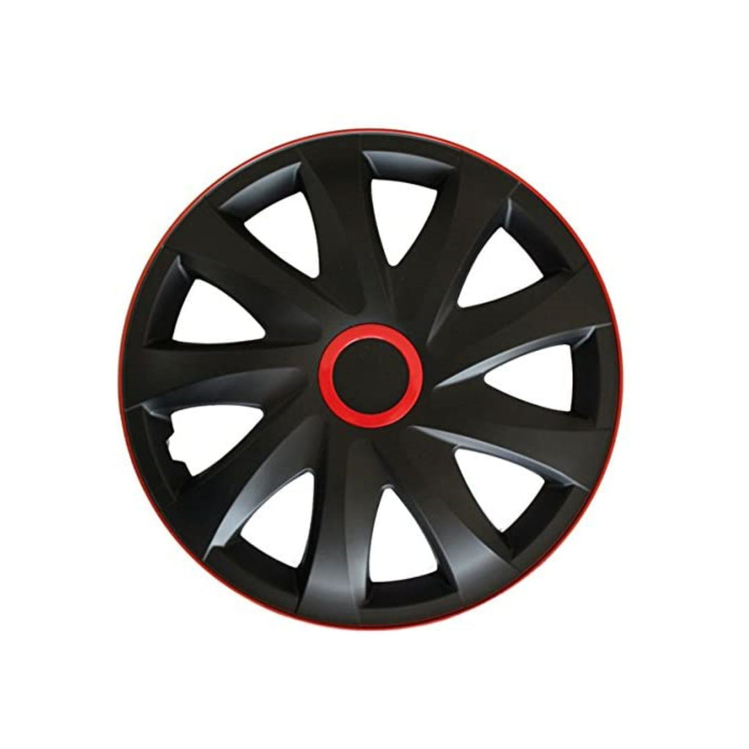 Set di coprimozzi Kando RACE da 14" nero e rosso 4 pezzi