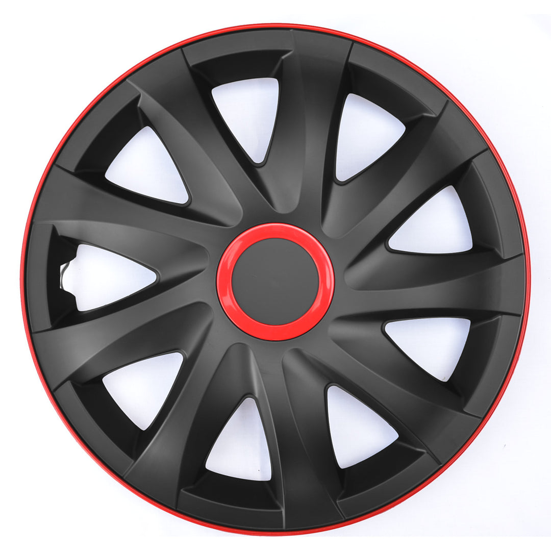 Set di coprimozzi Kando RACE da 15" nero e rosso 4 pezzi