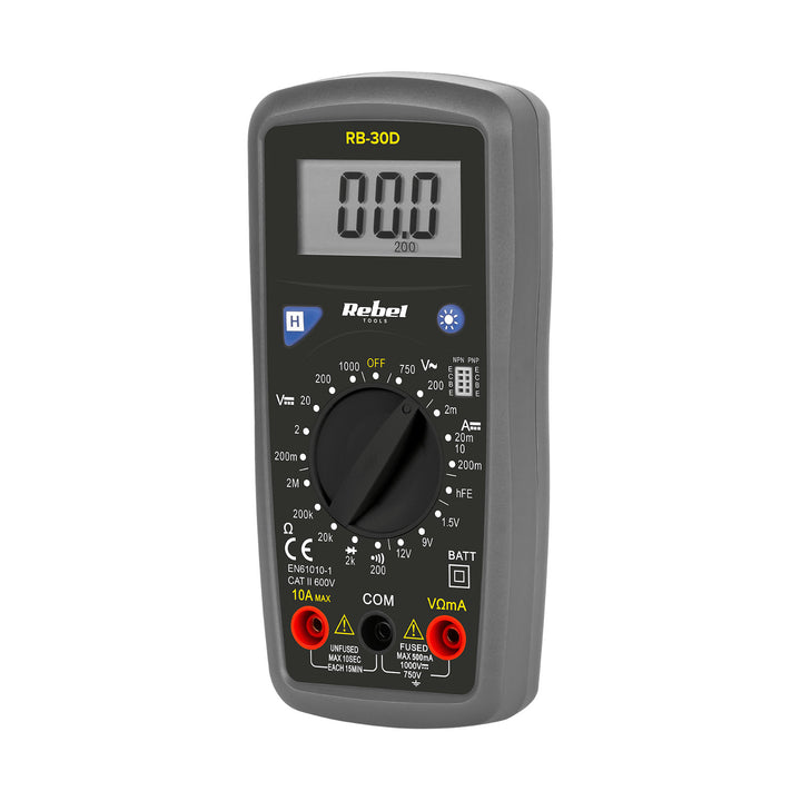 Il misuratore universale Rebel Tools RB-30D include puntali