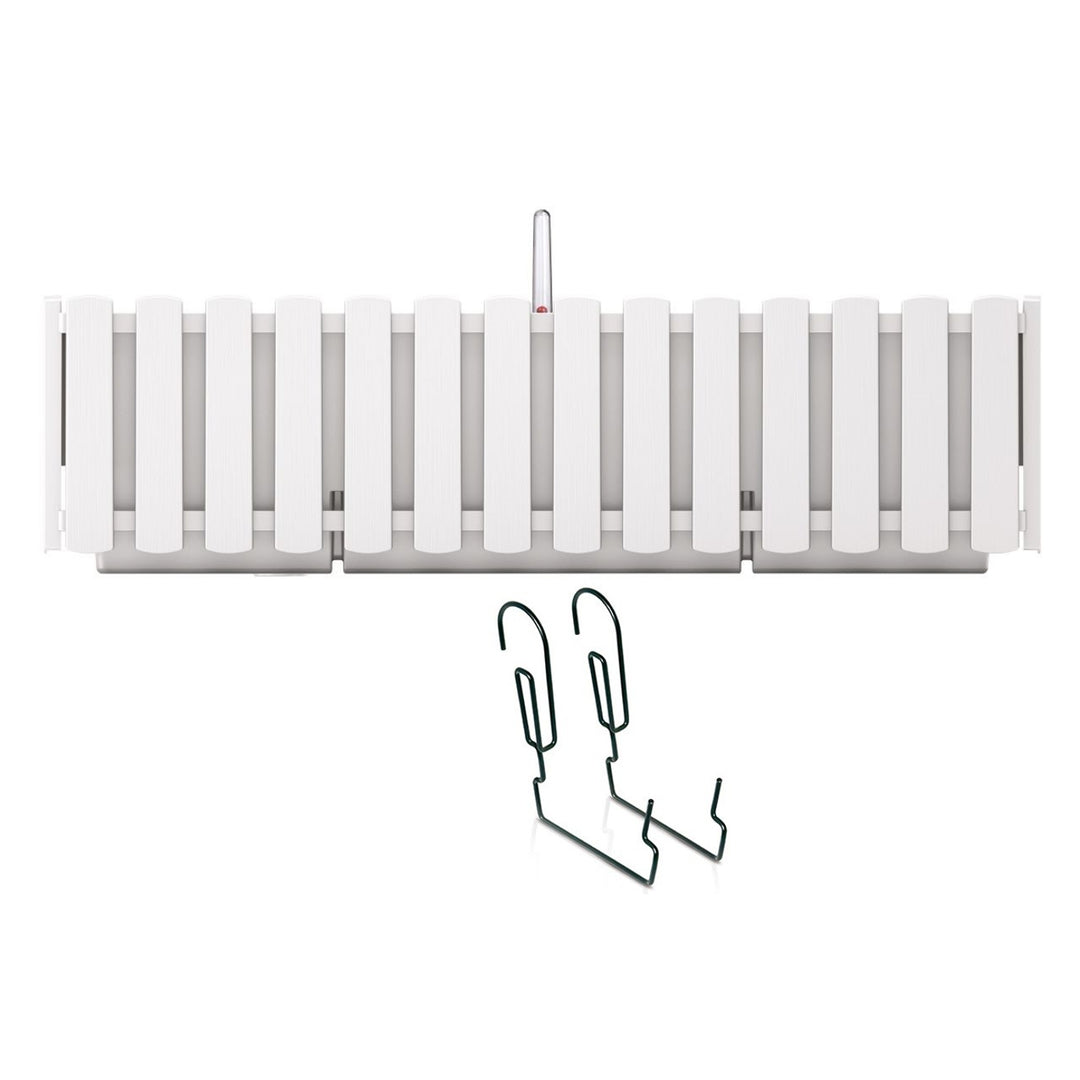 Boardee Fencycase balcone box Balconiera con sospensione e sistema di irrigazione vaso con gancio fioriera 58cm bianco