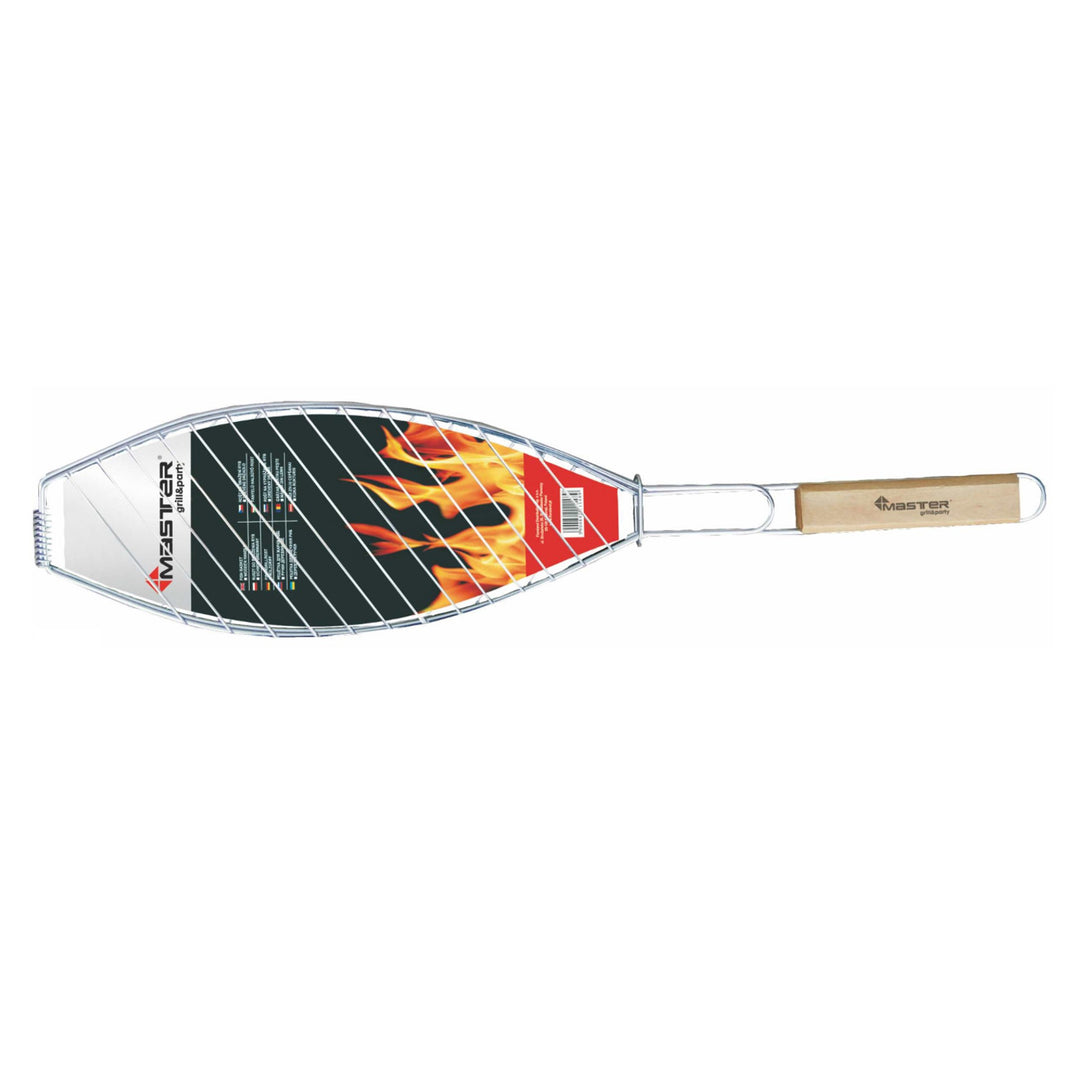 Griglia con manico in legno per arrostire pesce 68cm Master Grill MG148