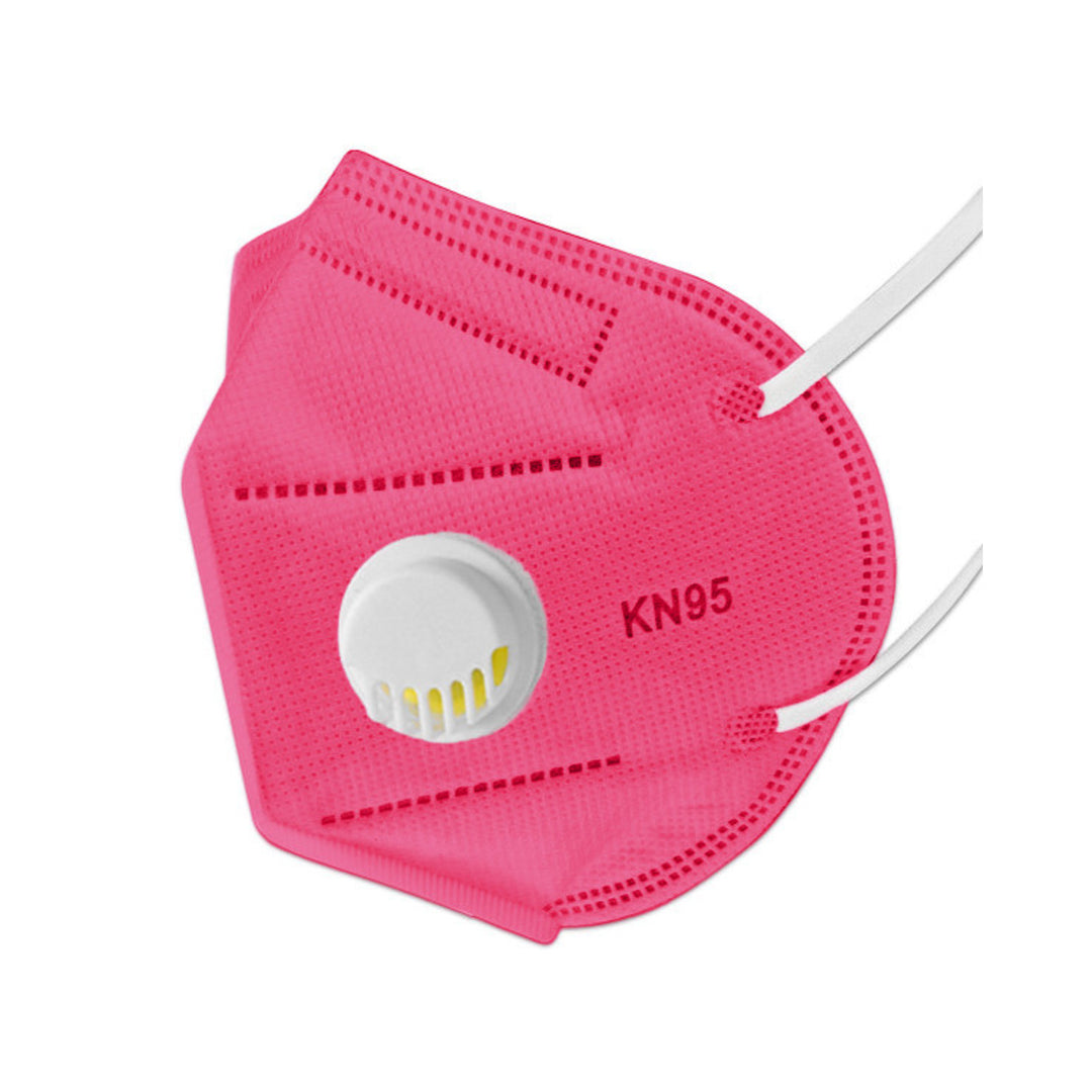 Set di 5 maschere filtranti KN95 con valvola - colore rosa