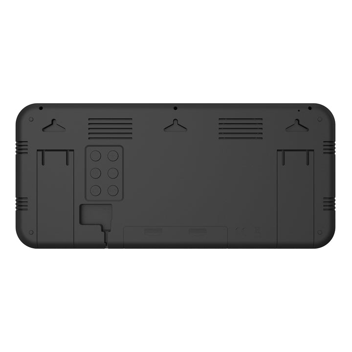 GreenBlue GB214 Orologio digitale con sensore di temperatura 37x17cm Display LED con allarme Da appoggiare su un tavolo o da appendere alla parete Alimentazione tramite adattatore di rete o batterie