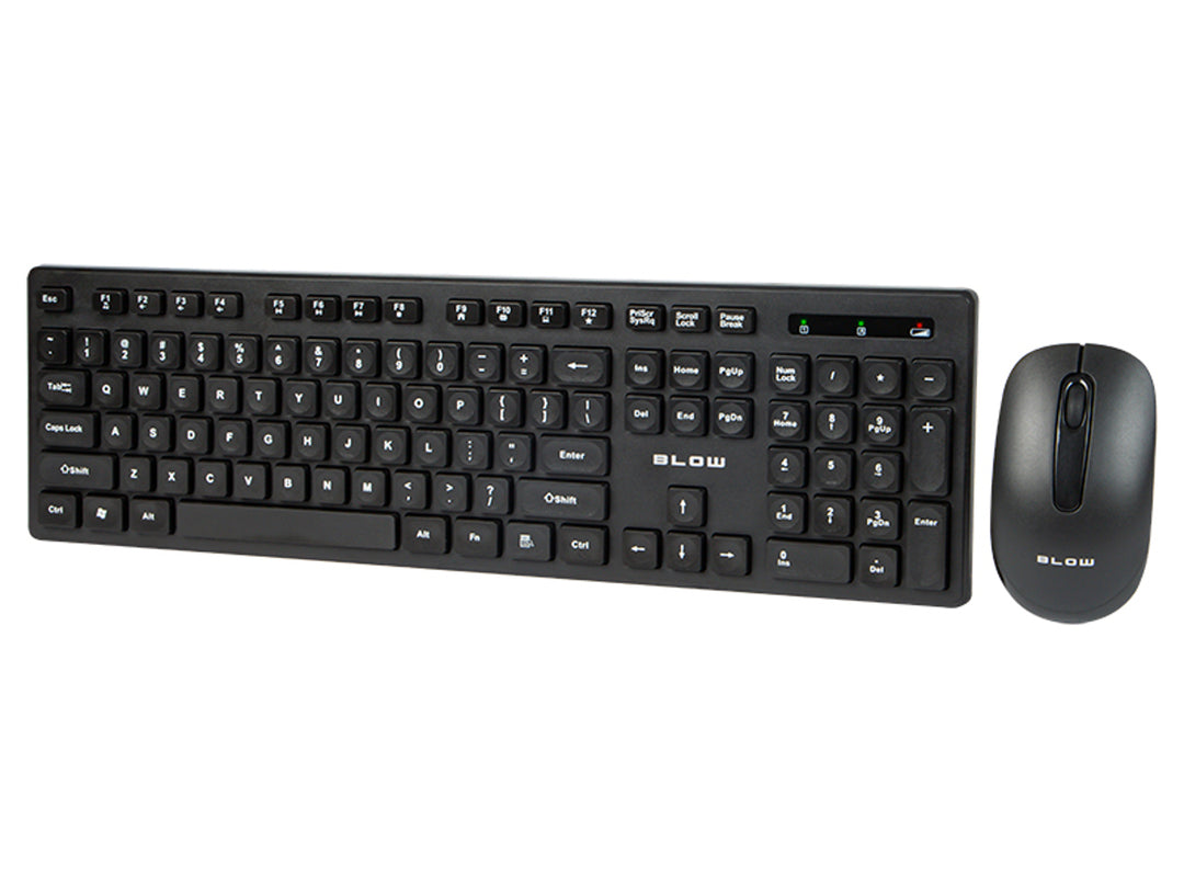 2.4GHz Tastiera Mouse Set Wireless QWERTY Layout USB Ricevitore Gamma fino a 10m per PC e Notebook Nero