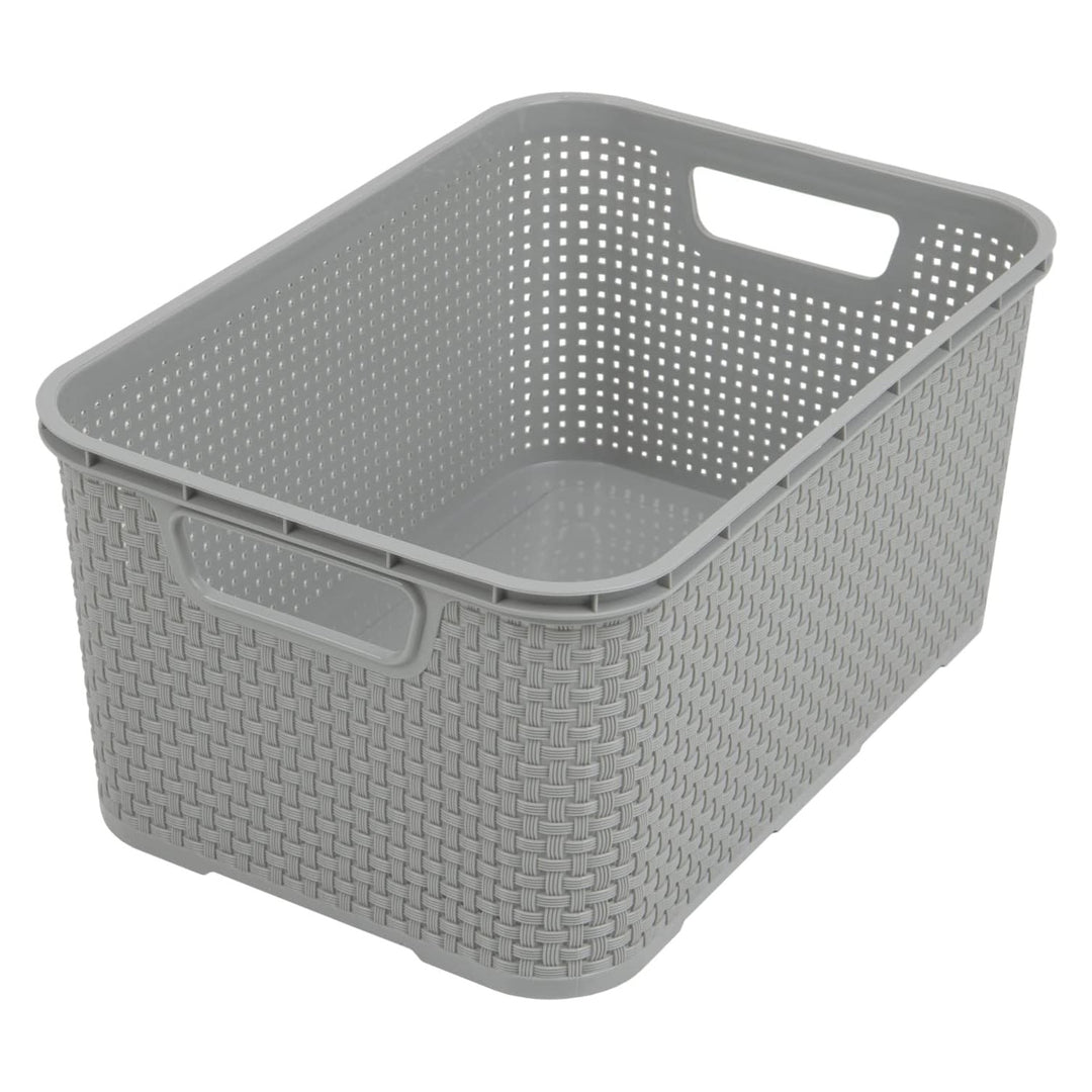 BranQ Cestino in rattan 7L grigio con maniglie