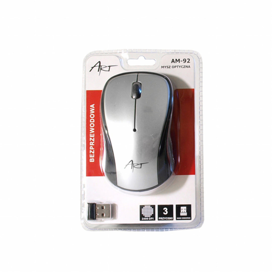 Mouse ottico Art, senza fili, USB, argento, AM-92B