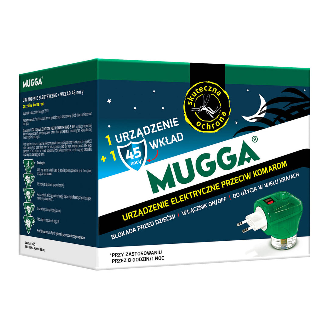 Dispositivo elettrico con ricarica Mugga 45 night 35ml repellente per zanzare