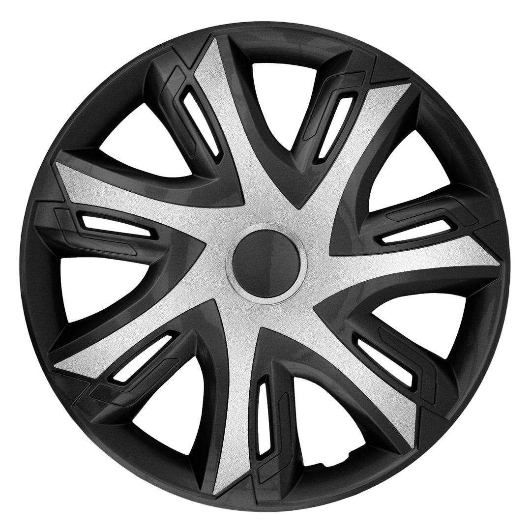 NRM N-Power Copricerchi 15" bicolore argento/nero Set completo da 4 pezzi