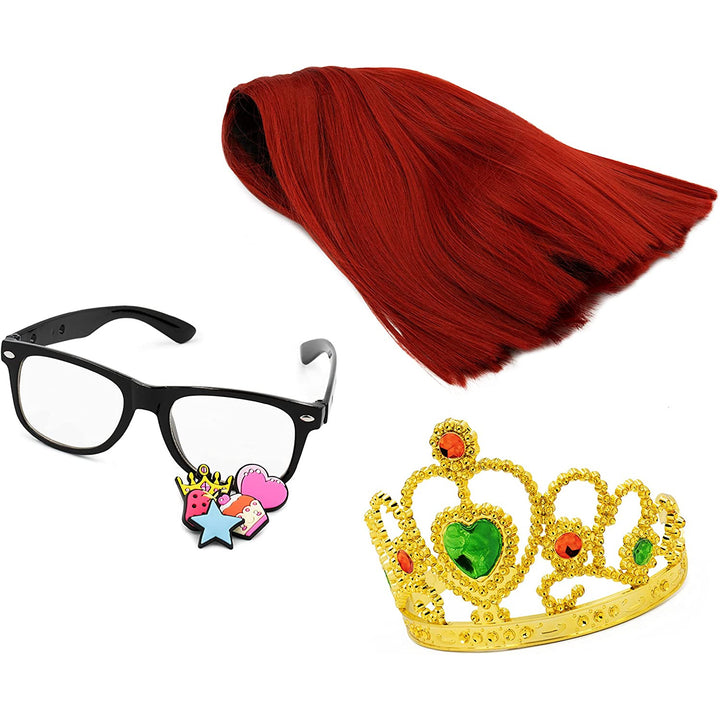 Influ Heroes Miss Aga kit di vestizione parrucca, corona, occhiali