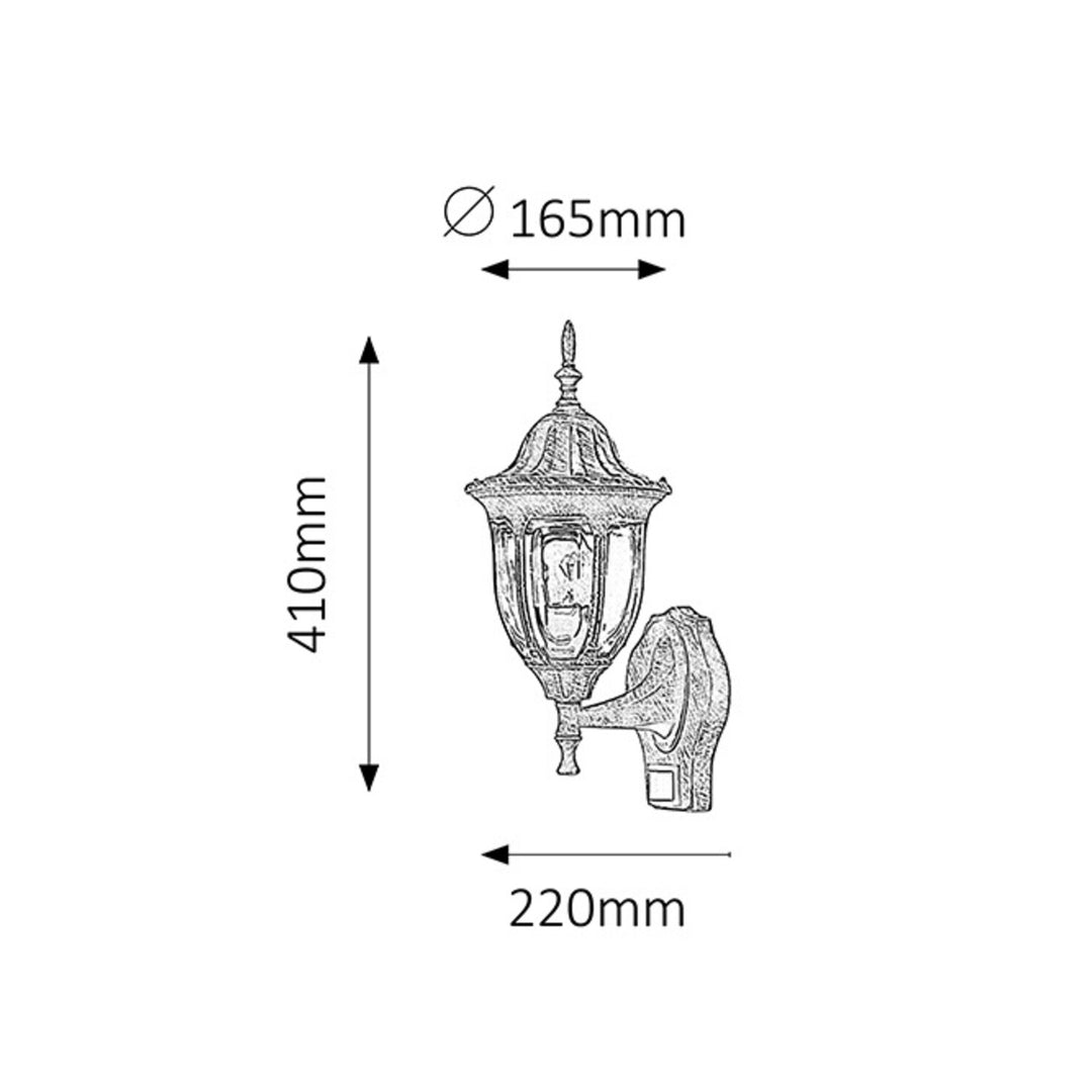 Lampada da parete per giardino Milano up60Wa.gold IP43 Rilevatore di movimento