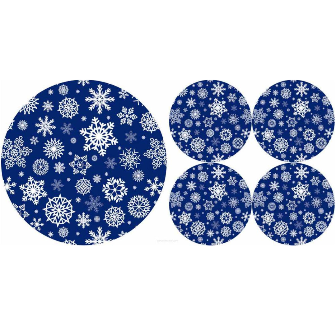 Set di tovagliette rotonde in feltro 1 + 4 - modello NEVE
