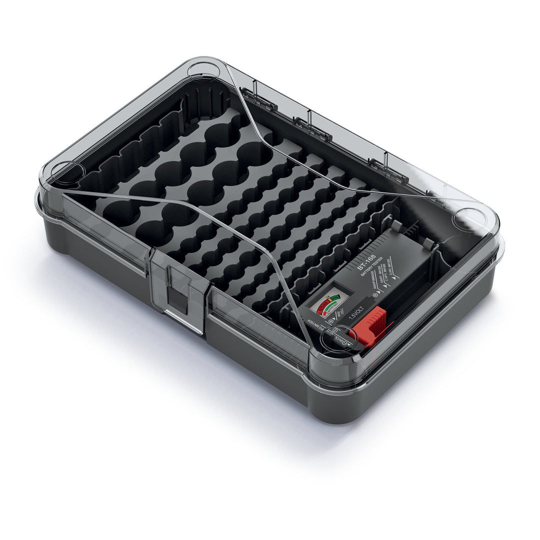Kistenberg Battery Box KBBT Organizzatore di pile con tester rimovibile