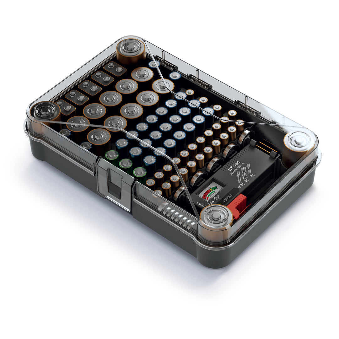 Kistenberg Battery Box KBBT Organizzatore di pile con tester rimovibile