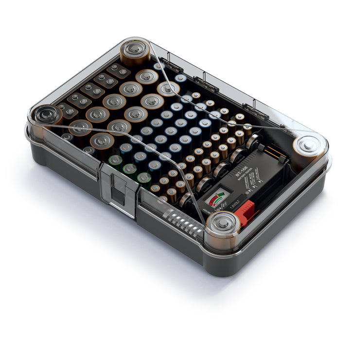 Kistenberg Battery Box KBBT Organizzatore di pile con tester rimovibile
