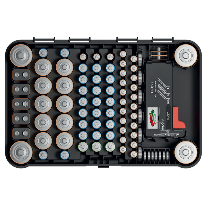 Kistenberg Battery Box KBBT Organizzatore di pile con tester rimovibile